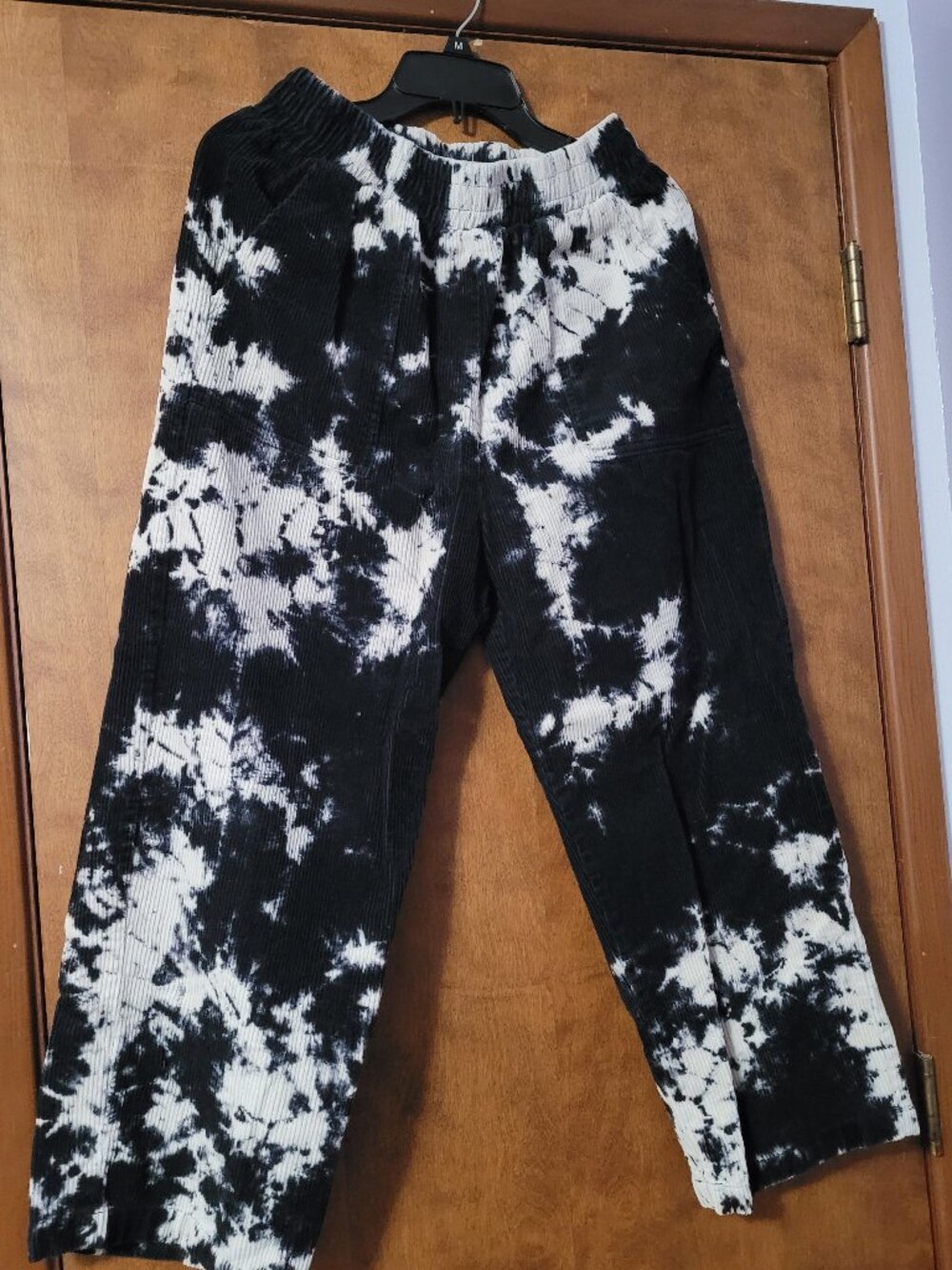Natural Life Corduroy Black and White tie dyed pants M